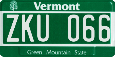 VT license plate ZKU066