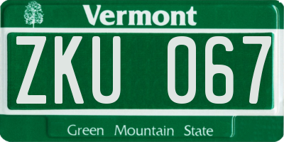 VT license plate ZKU067