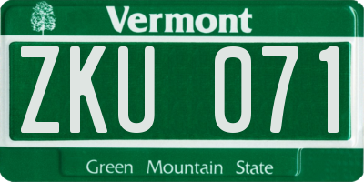 VT license plate ZKU071