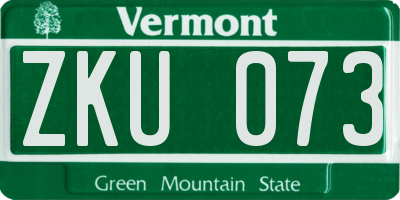 VT license plate ZKU073
