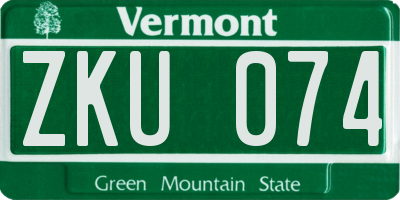 VT license plate ZKU074