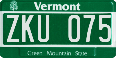 VT license plate ZKU075