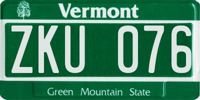 VT license plate ZKU076