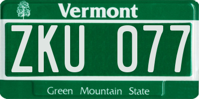 VT license plate ZKU077
