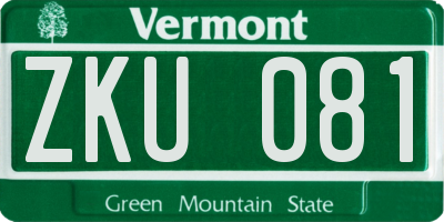 VT license plate ZKU081