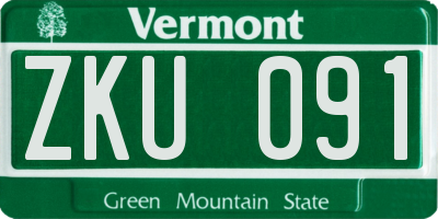 VT license plate ZKU091