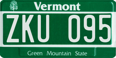 VT license plate ZKU095