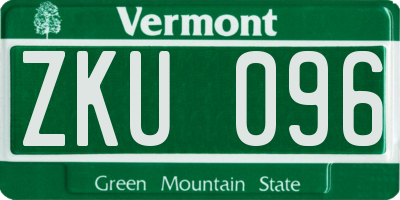 VT license plate ZKU096