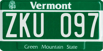 VT license plate ZKU097