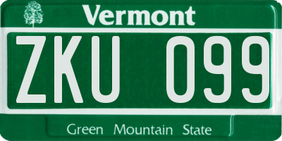 VT license plate ZKU099