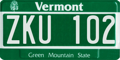 VT license plate ZKU102