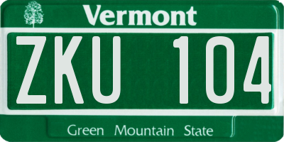 VT license plate ZKU104