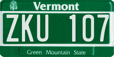 VT license plate ZKU107