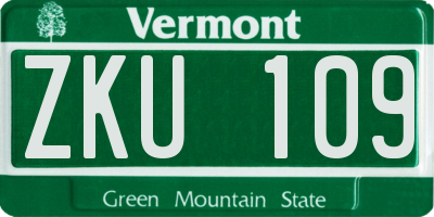 VT license plate ZKU109
