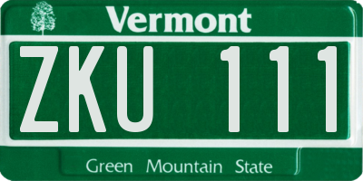 VT license plate ZKU111