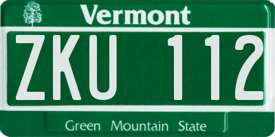 VT license plate ZKU112