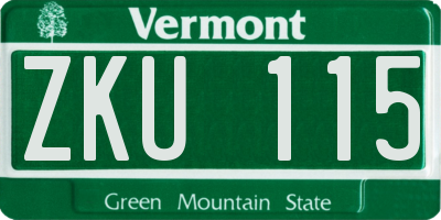 VT license plate ZKU115