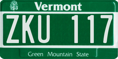 VT license plate ZKU117