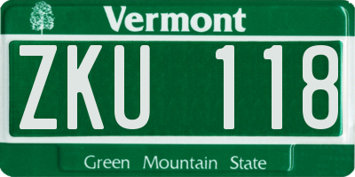 VT license plate ZKU118
