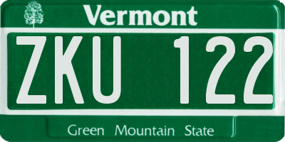 VT license plate ZKU122