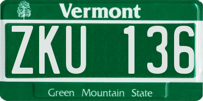 VT license plate ZKU136