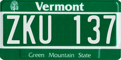 VT license plate ZKU137