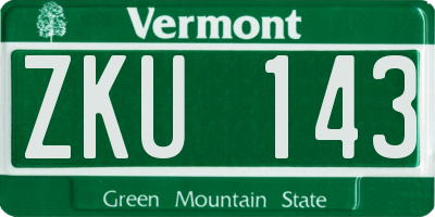 VT license plate ZKU143