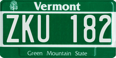 VT license plate ZKU182
