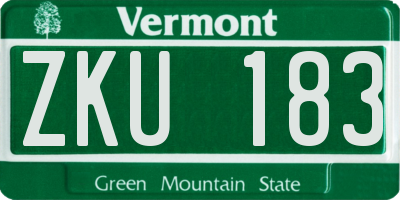 VT license plate ZKU183