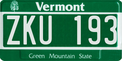 VT license plate ZKU193
