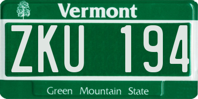 VT license plate ZKU194