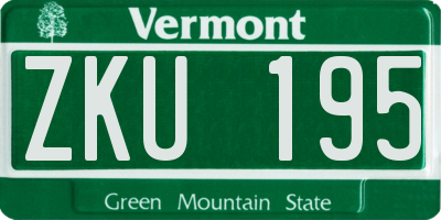VT license plate ZKU195
