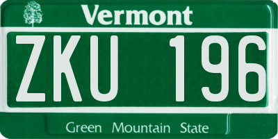 VT license plate ZKU196