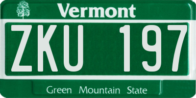 VT license plate ZKU197