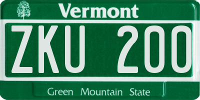 VT license plate ZKU200