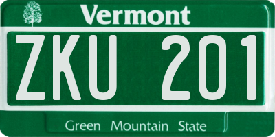 VT license plate ZKU201
