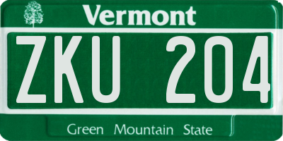 VT license plate ZKU204