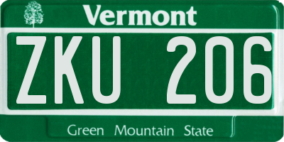 VT license plate ZKU206