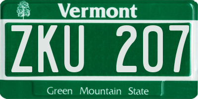 VT license plate ZKU207