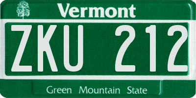 VT license plate ZKU212