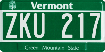 VT license plate ZKU217