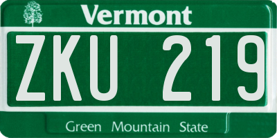 VT license plate ZKU219