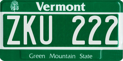 VT license plate ZKU222