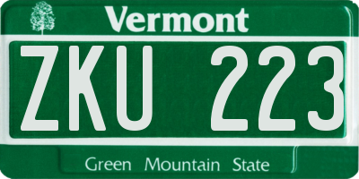 VT license plate ZKU223