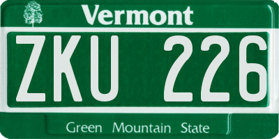 VT license plate ZKU226
