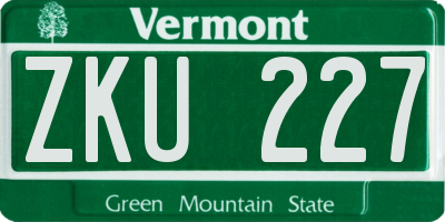 VT license plate ZKU227