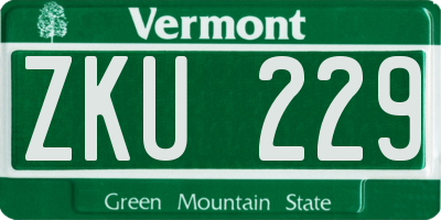VT license plate ZKU229