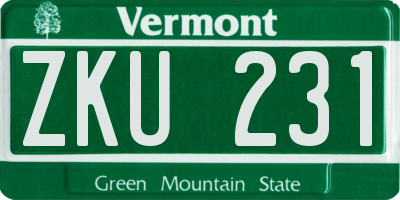 VT license plate ZKU231