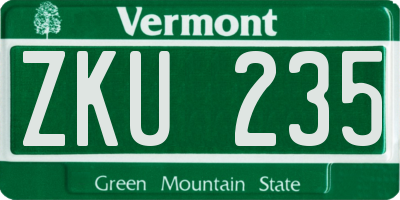 VT license plate ZKU235
