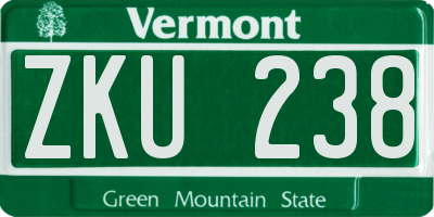 VT license plate ZKU238